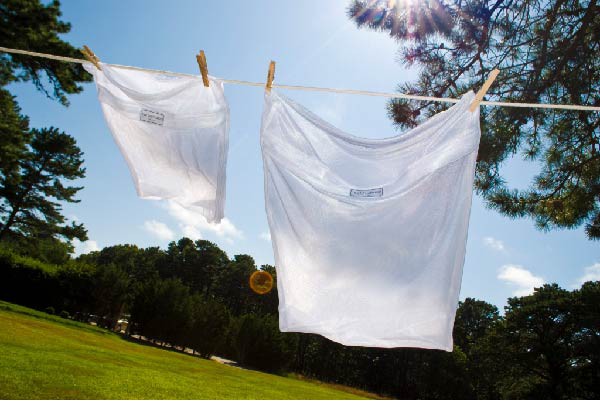 mesh bags on laundry line