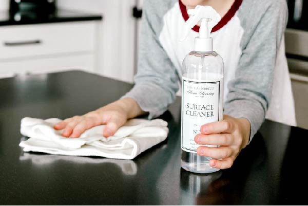 wiping counters clean