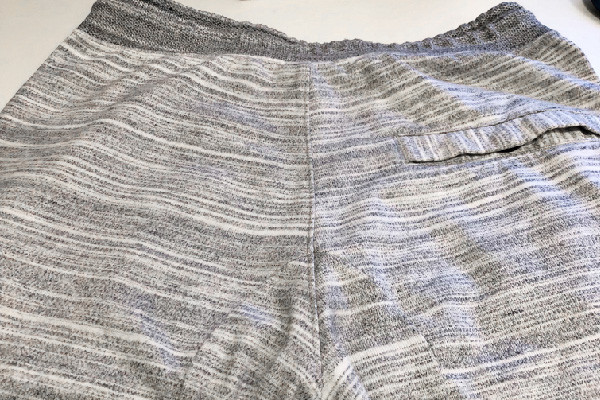 clean, stain-free sweatpants