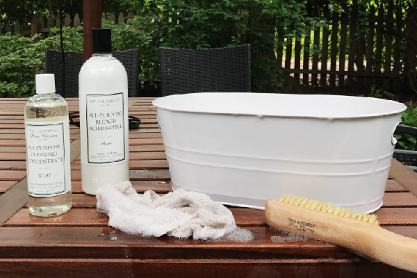 deep clean kit outside on deck