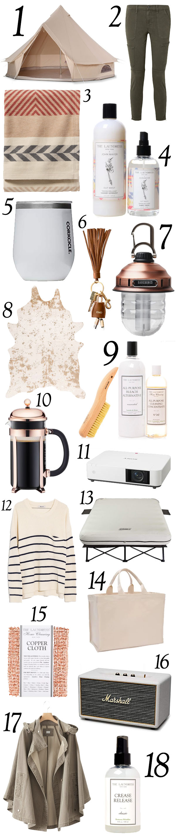 collage of glamping items