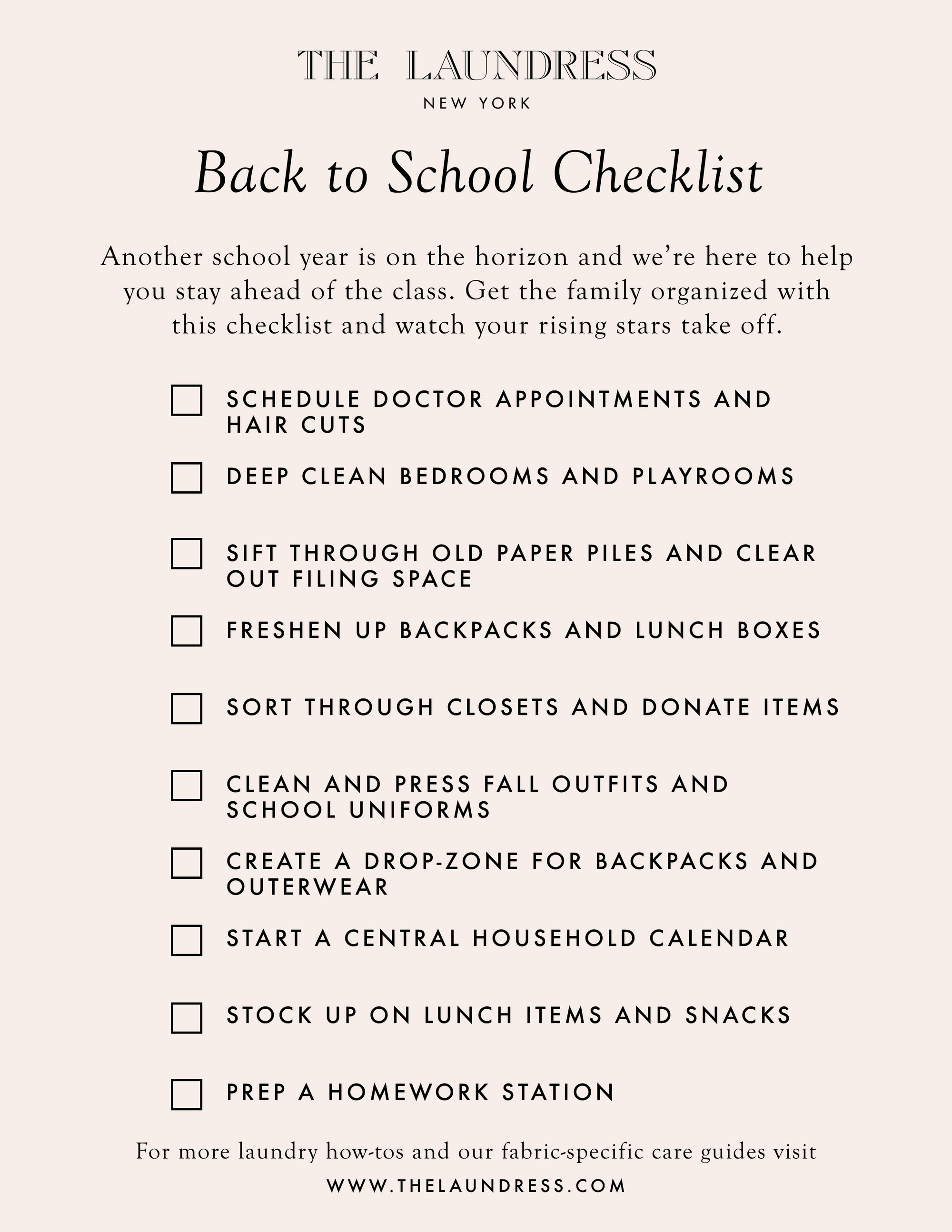back to school check list