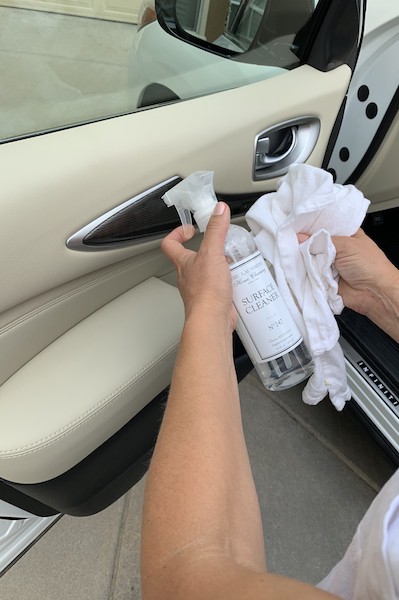 cleaning inside of car