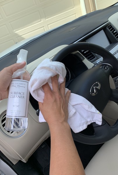 surface cleaner on steering wheel