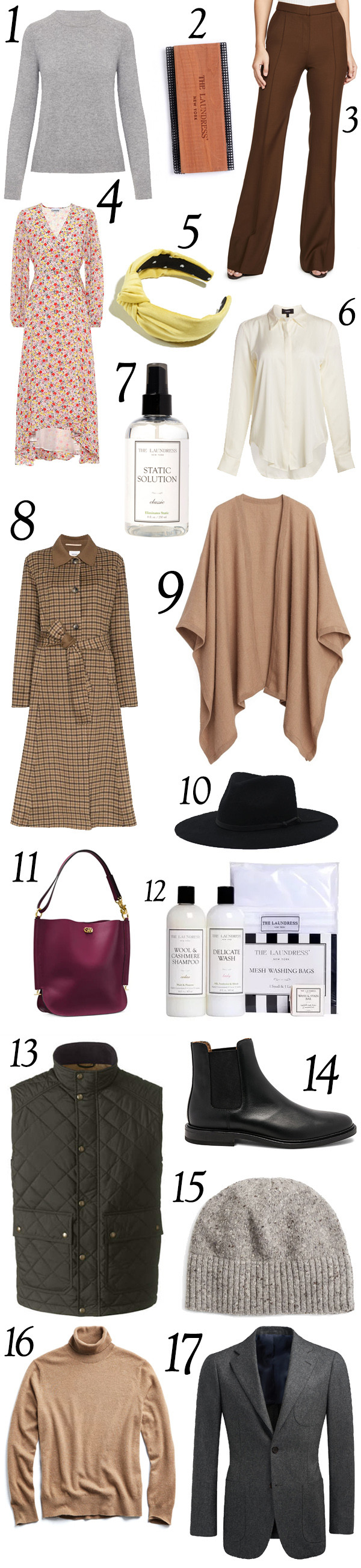 collage of fall fashion items for men and women