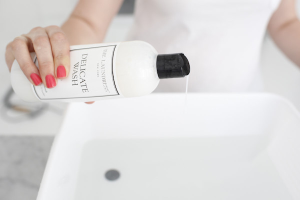 delicate wash in basin