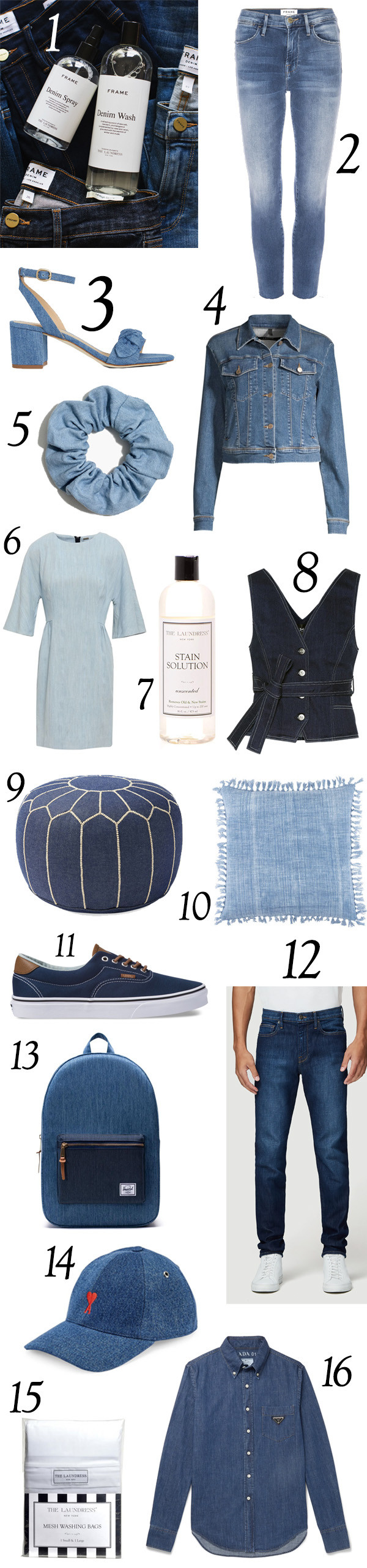 collage of denim pieces