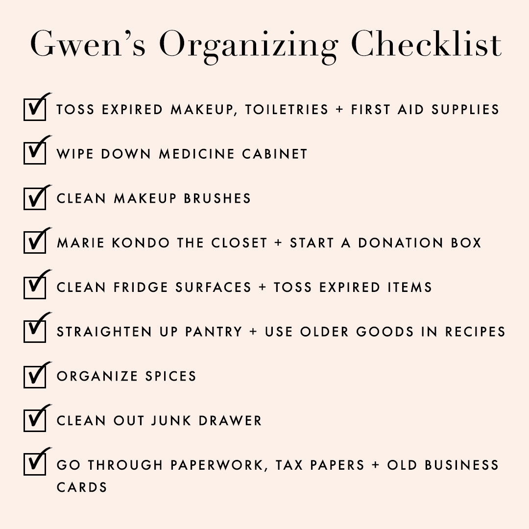 gwen's organization checklist
