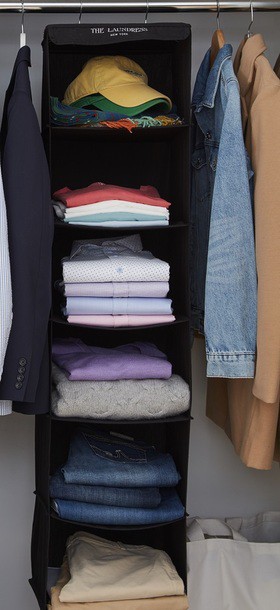Cotton Hanging Closet Organizer 6 Tier Cotton Black The