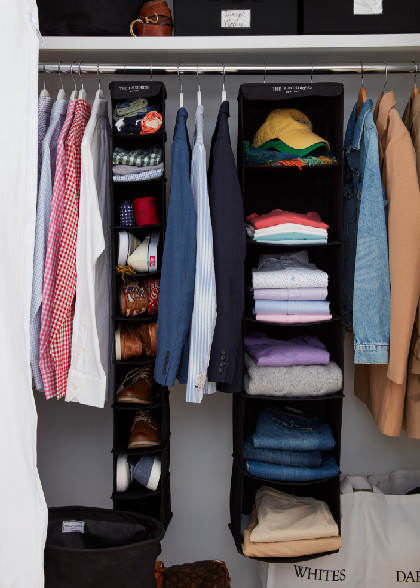 Cotton Hanging Closet Organizer 6 Tier Cotton Black The
